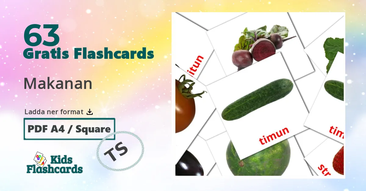63 Makanan bildkort för barn