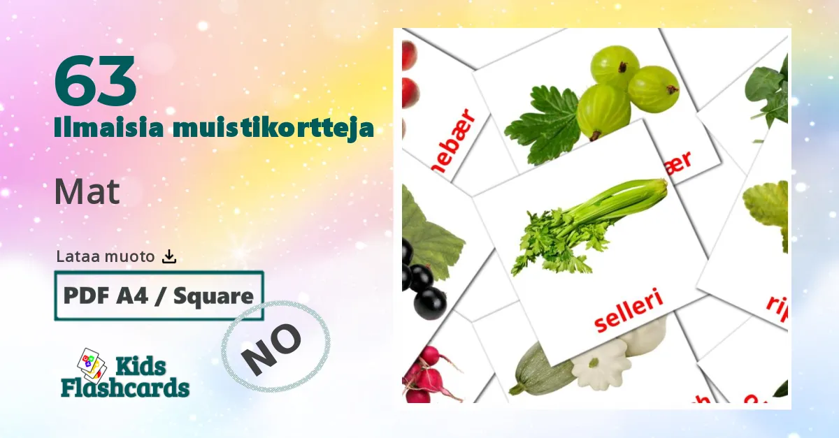 Mat – lasten kuvakortit norjanksi sanastoon
