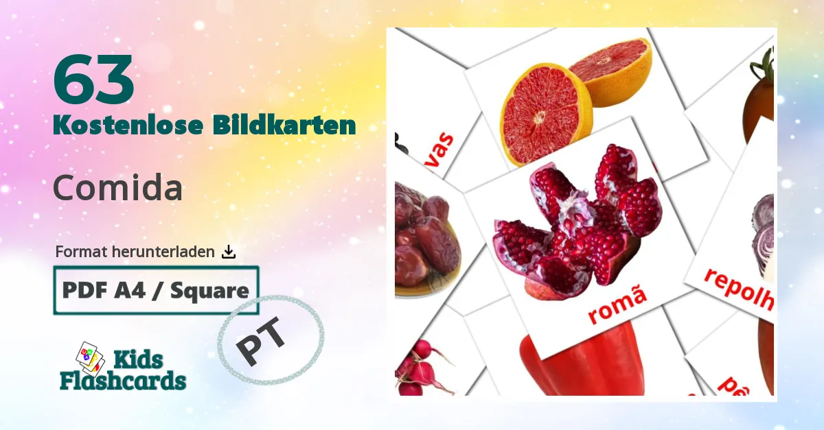 63 Bildkarten für Comida