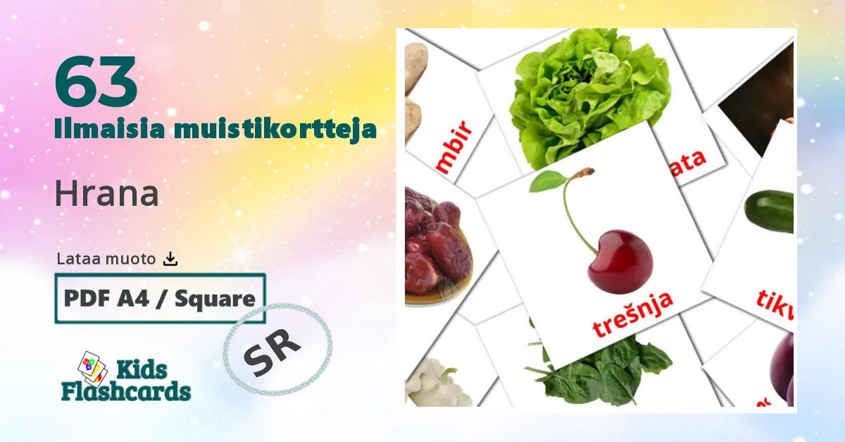 Hrana – lasten kuvakortit serbiaksi sanastoon