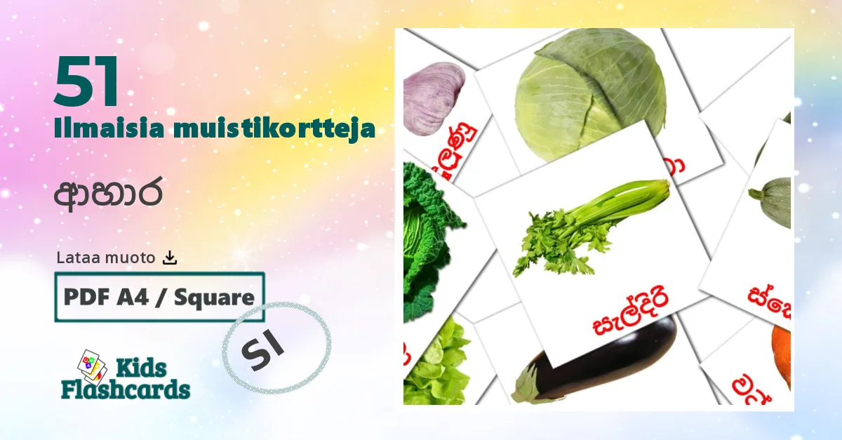 51 ආහාර lasten kuvakortit