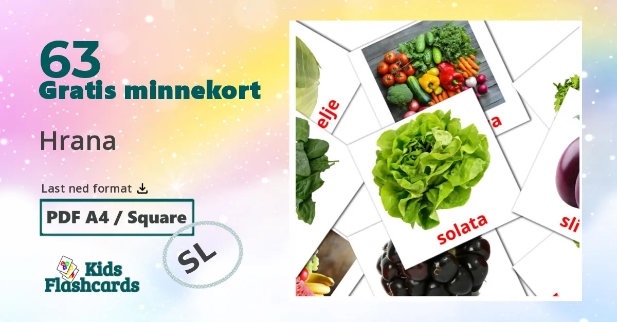 Hrana bildekort for barn på slovensk
