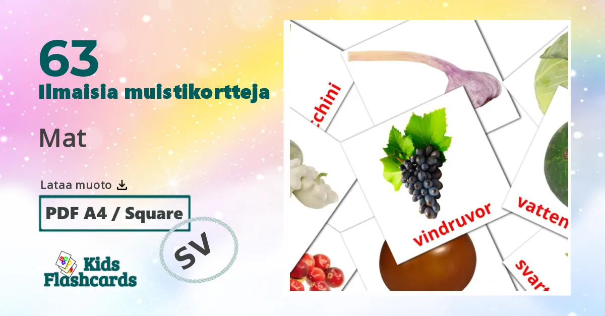Ruoka  lasten kuvakortit
