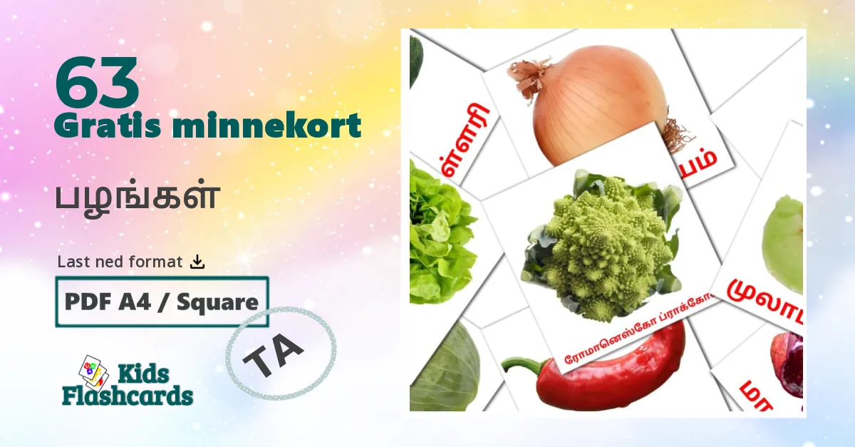 63 பழங்கள் bildekort