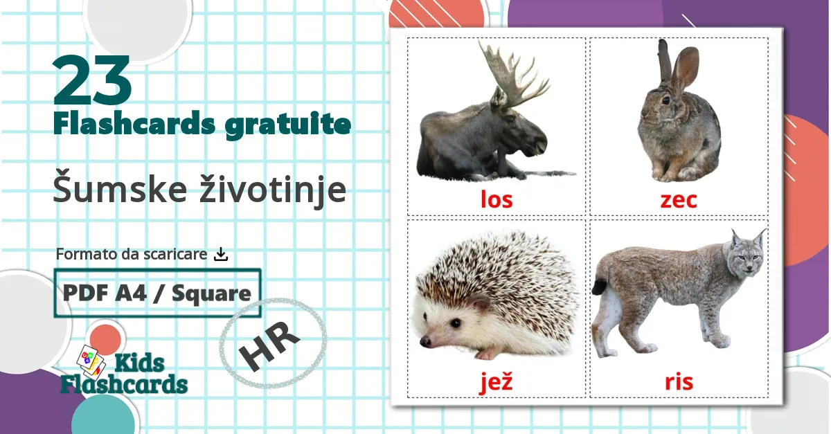 23 flashcards di Šumske životinje