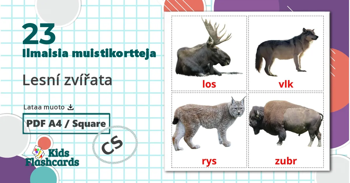 23 Lesní zvířata lasten kuvakortit