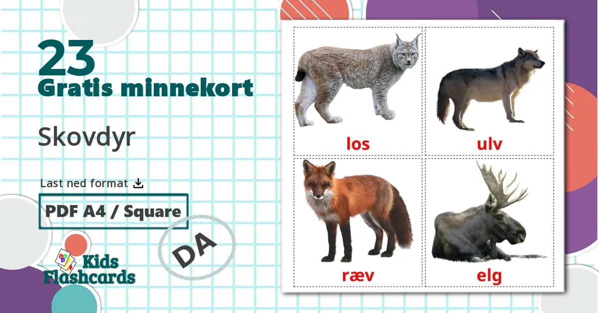 23 Skovdyr bildekort