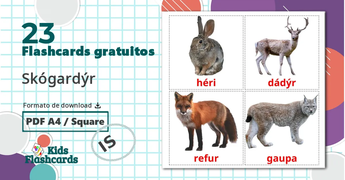 23 Flashcards de Animais da Floresta