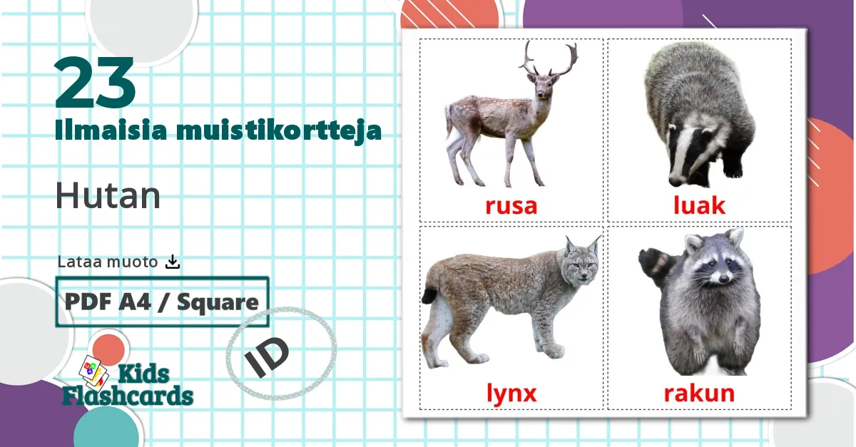 23 Hutan lasten kuvakortit