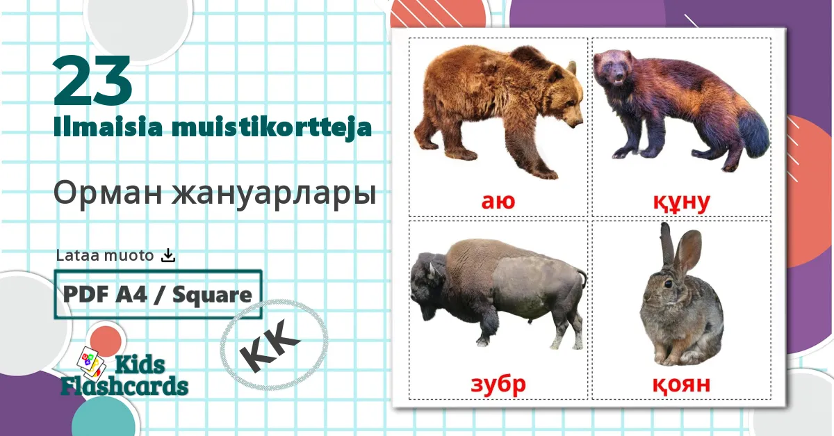 23 Орман жануарлары lasten kuvakortit