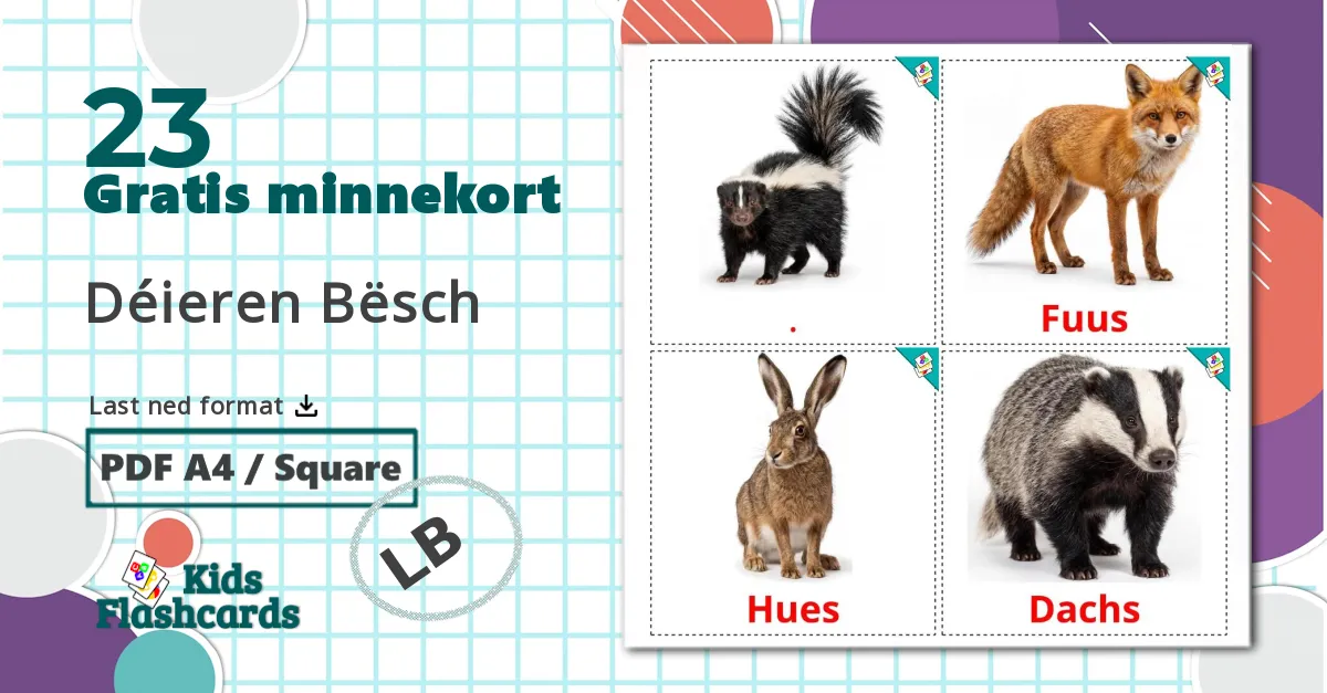 23 skogdyr bildekort