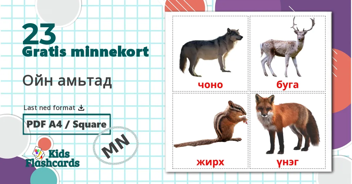 23 Ойн амьтад bildekort