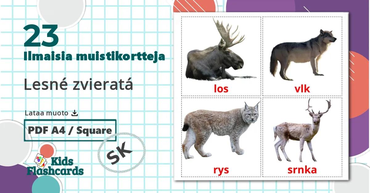 23 Lesné zvieratá lasten kuvakortit