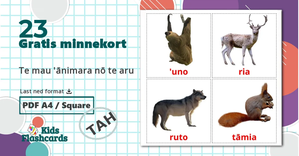 23 Te mau 'ānimara nō te aru bildekort