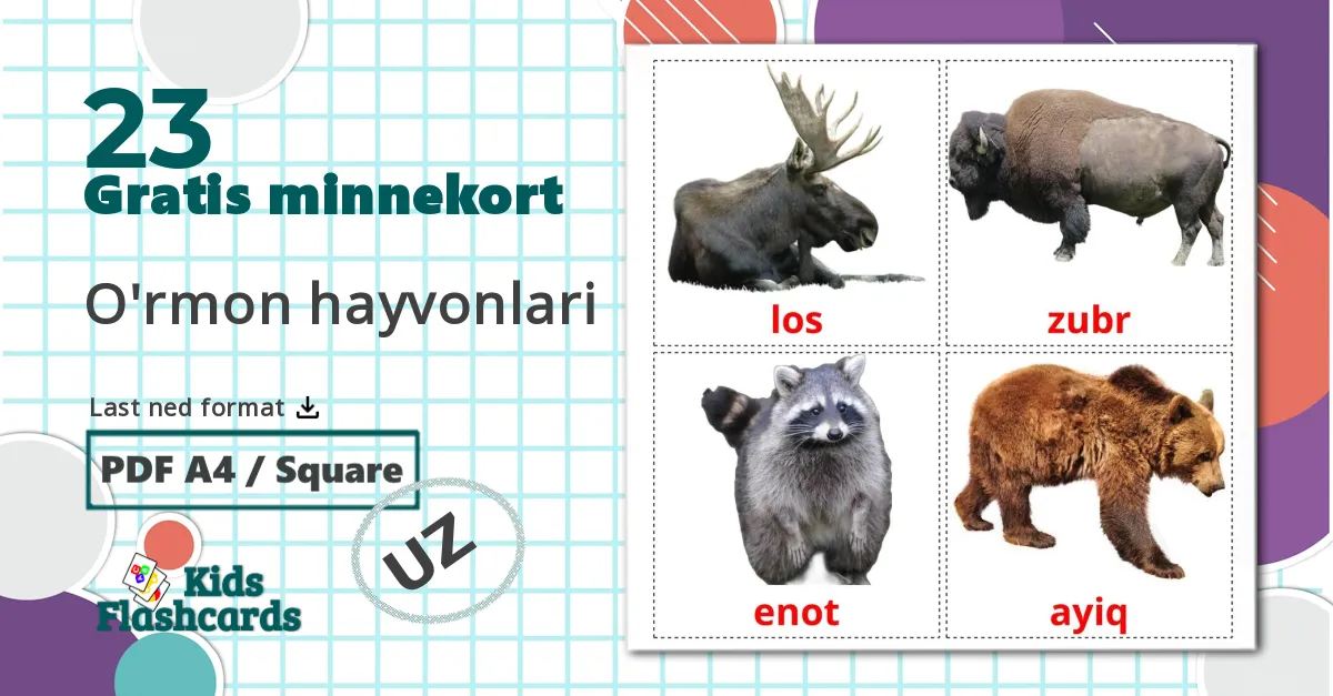 23 O'rmon hayvonlari bildekort