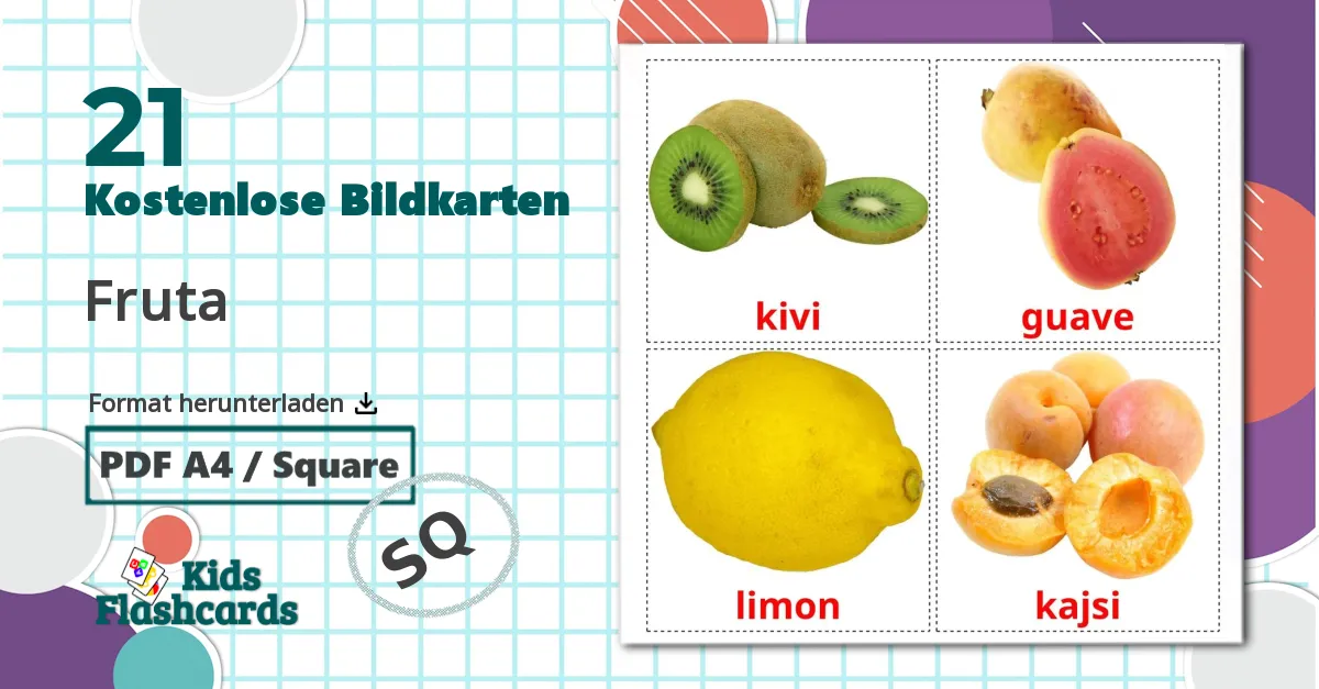 21 Bildkarten für Fruta