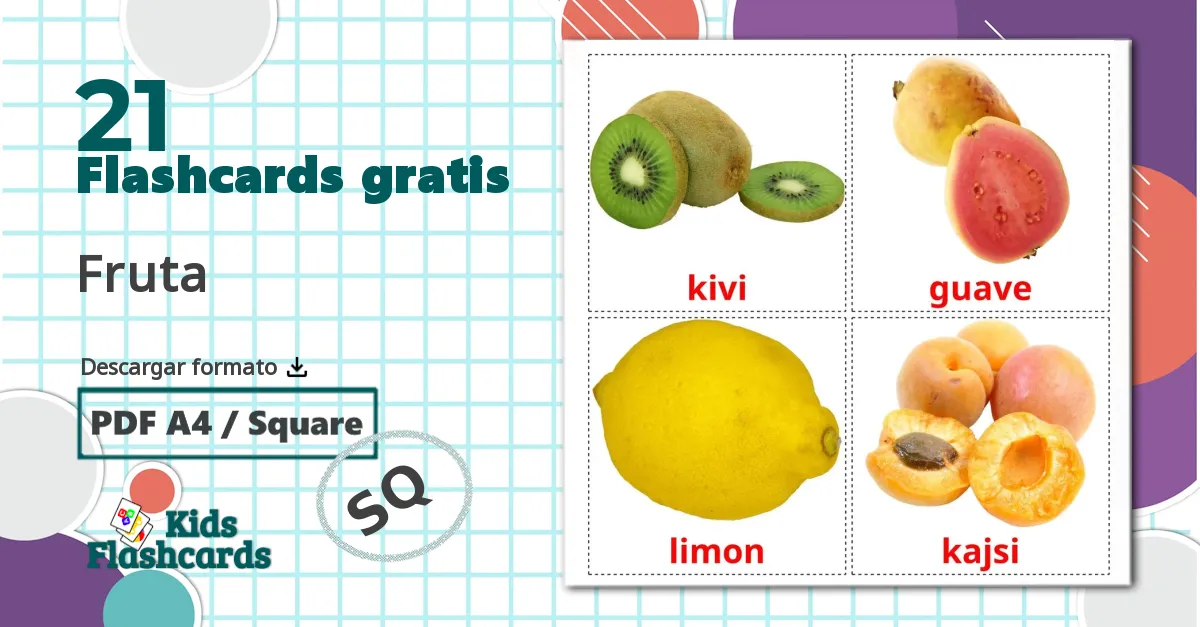 Frutas - tarjetas de vocabulario en albanés