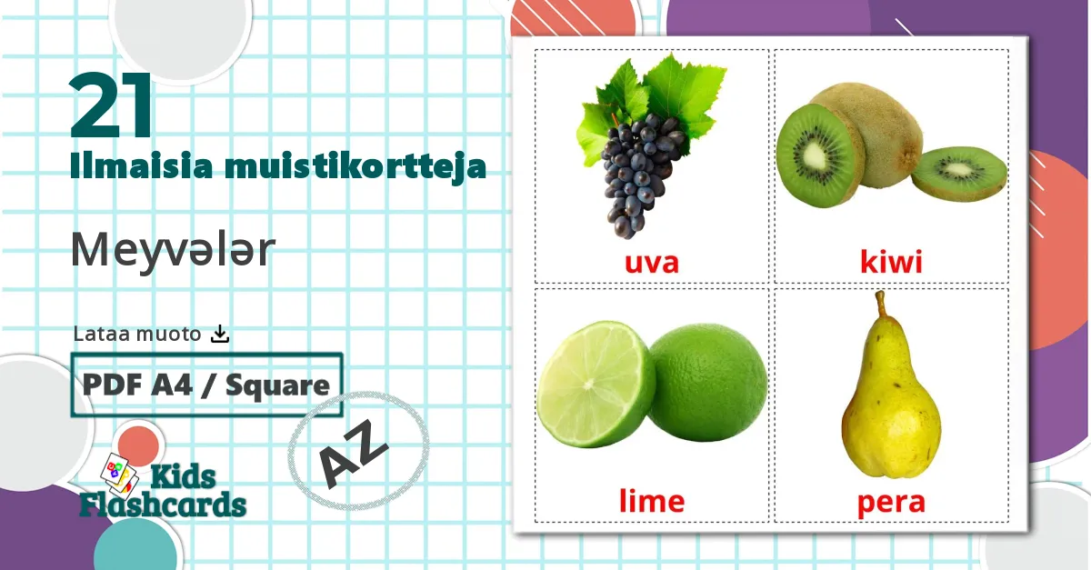 21 Meyvələr lasten kuvakortit