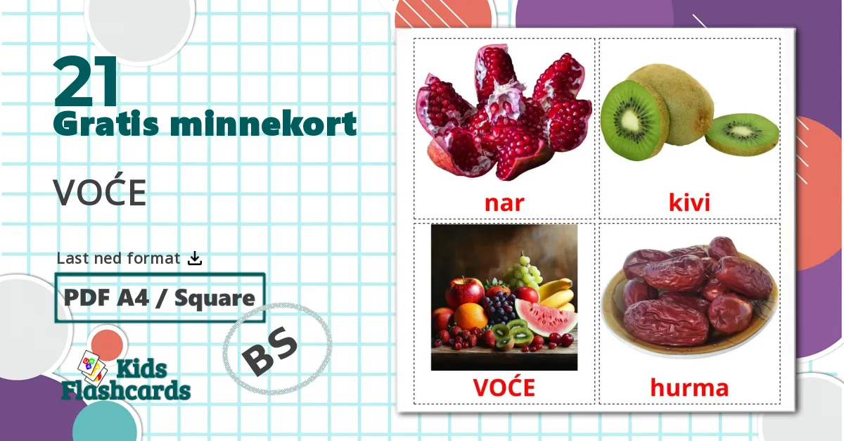 21 VOĆE bildekort