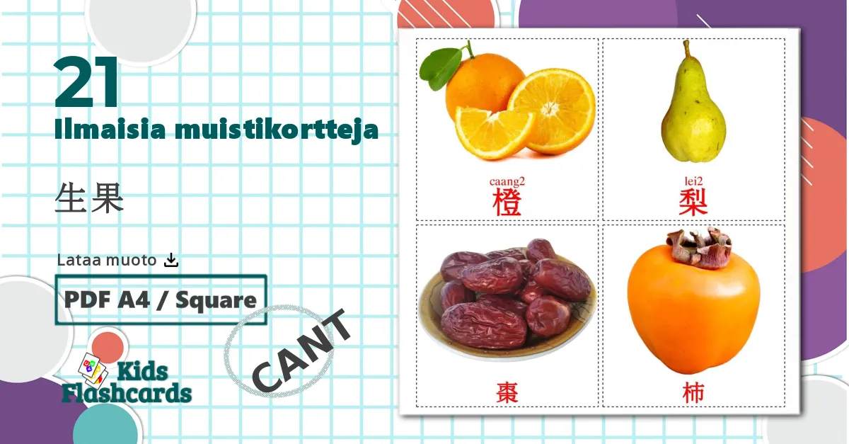 21 Flashcards de Hedelmät