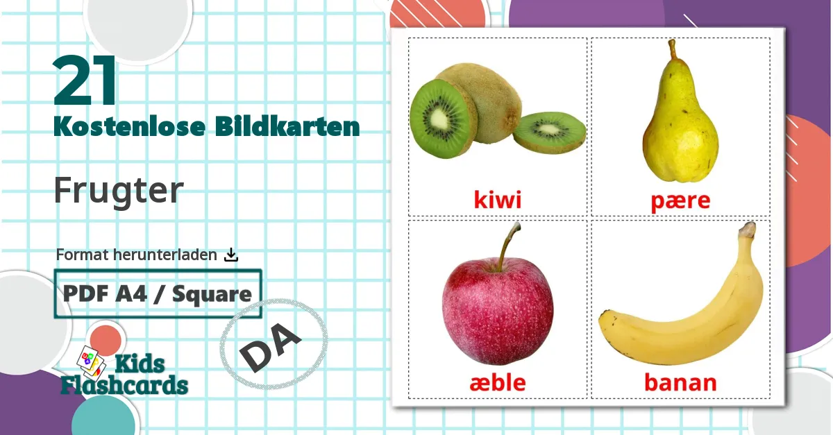 21 Bildkarten für Frugter