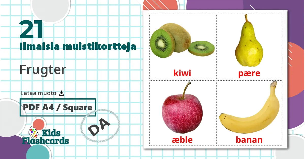 21 Frugter lasten kuvakortit