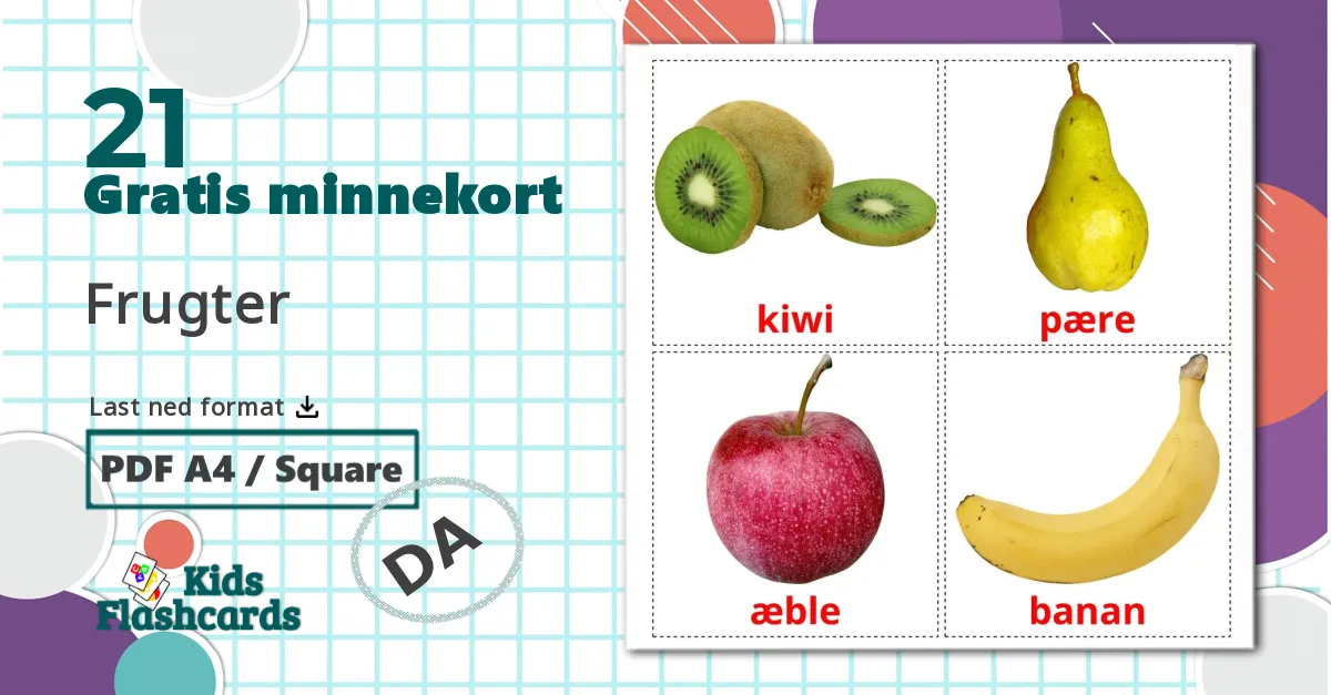21 Frugter bildekort
