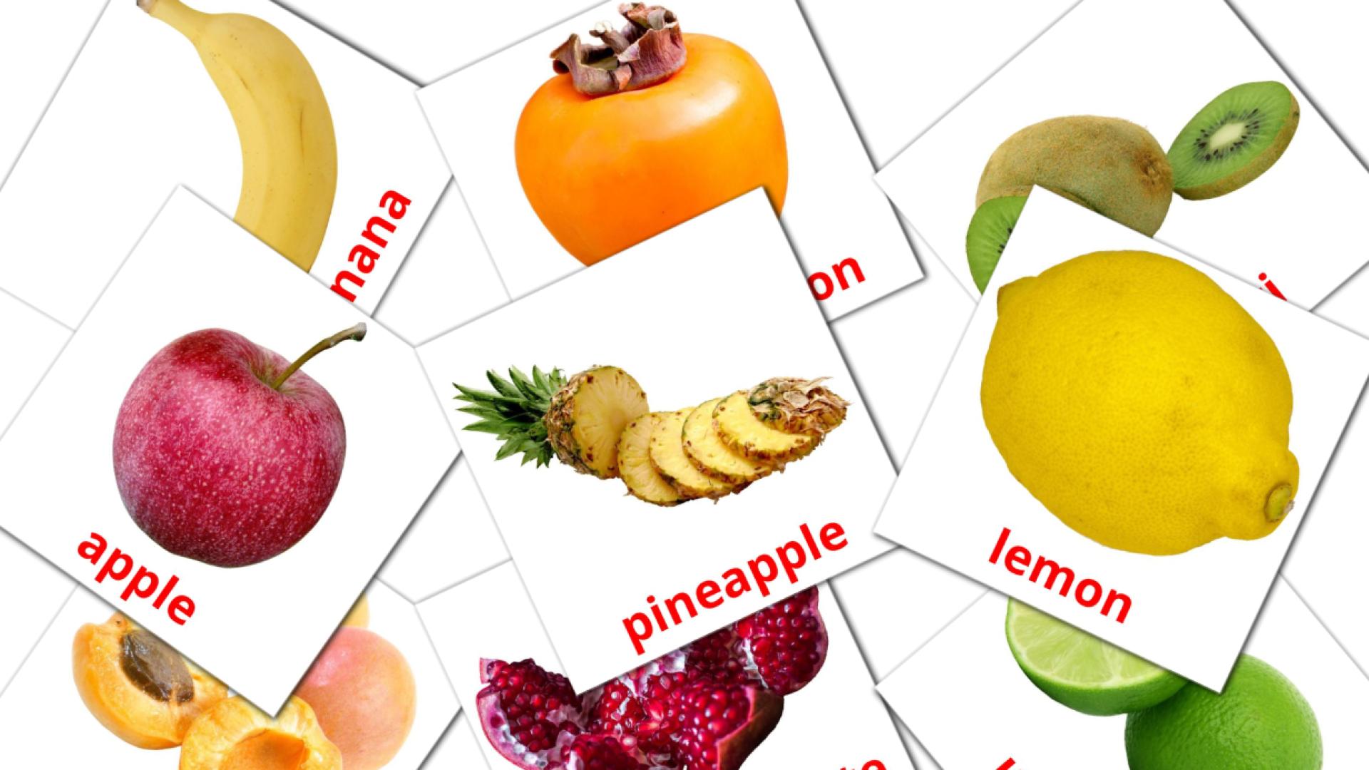 20 tarjetas didacticas de Fruits