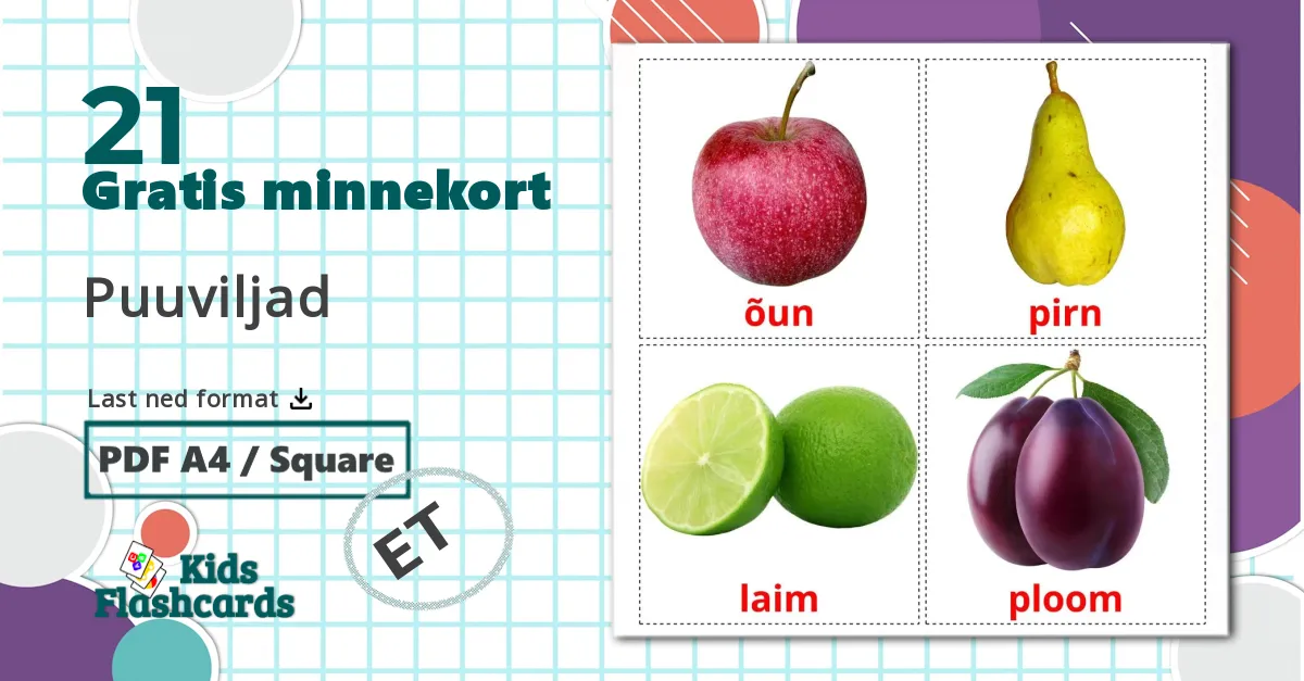 21 Puuviljad bildekort