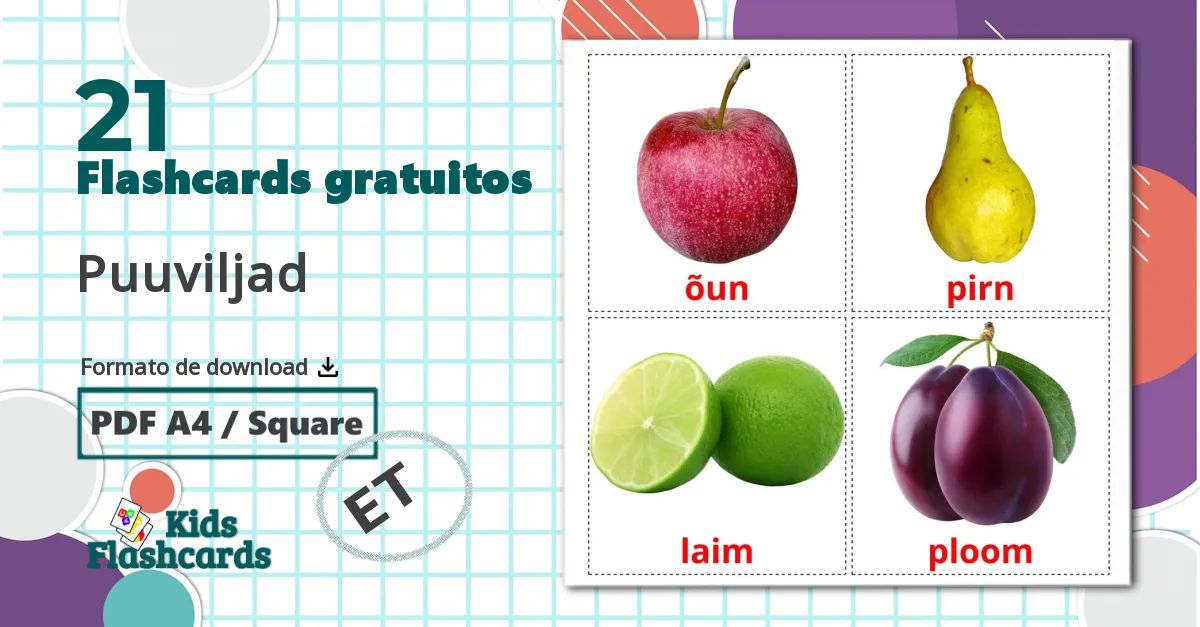 21 Flashcards de Frutas