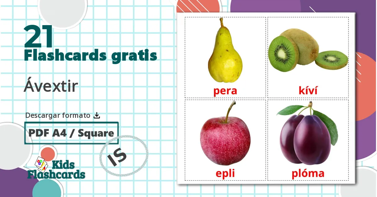 21 tarjetas didacticas de Ávextir