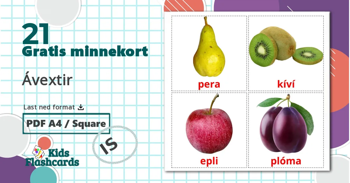 21 Ávextir bildekort