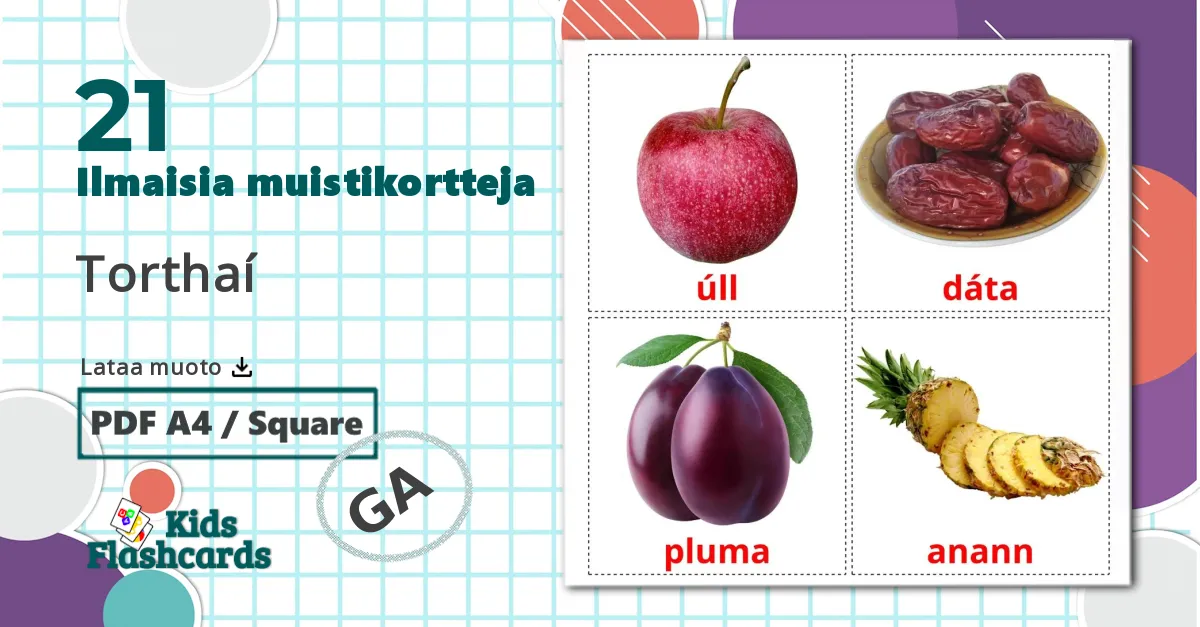 21 Torthaí lasten kuvakortit