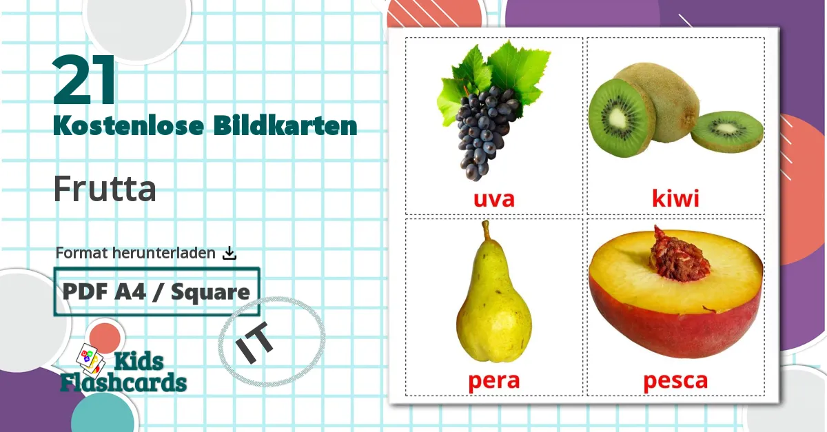 21 Bildkarten für Frutta