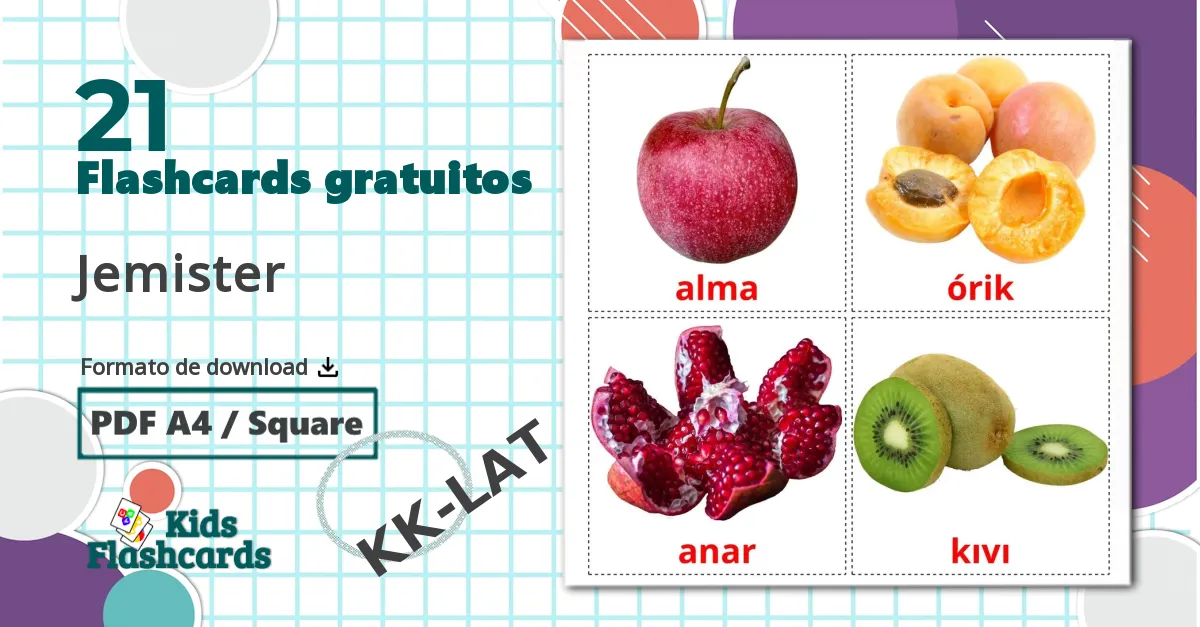 21 Flashcards de Frutas