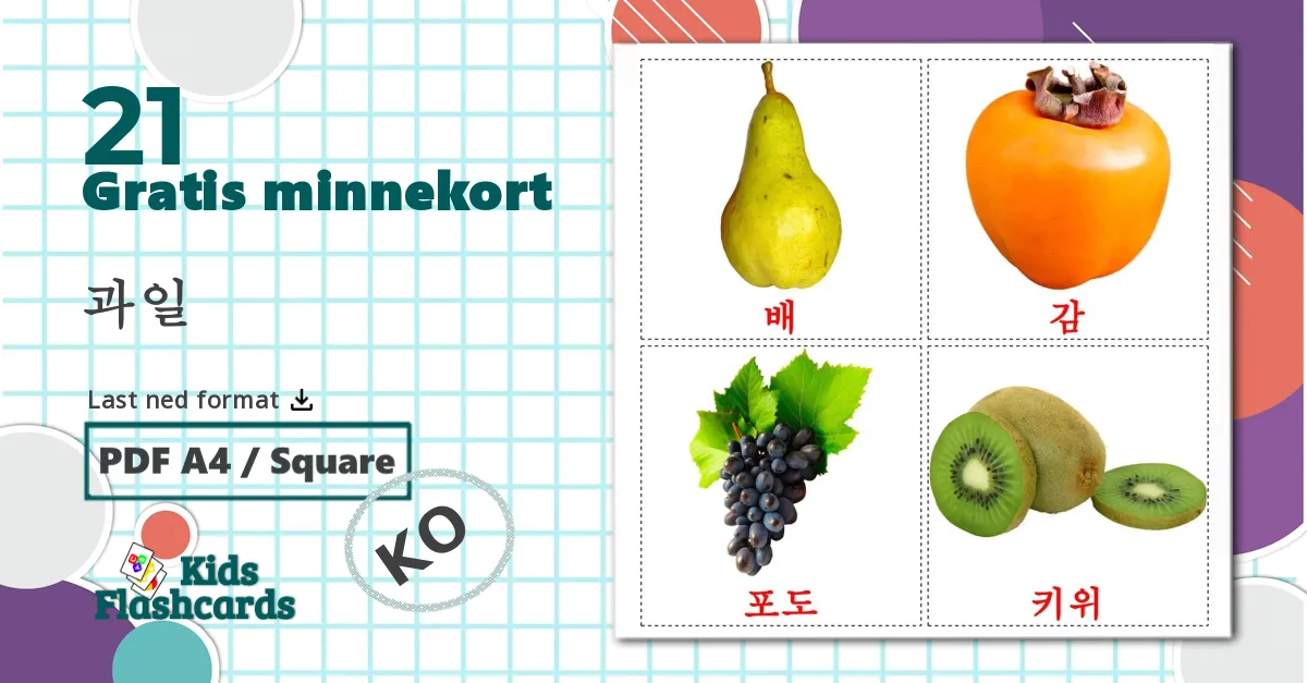 21 과일 bildekort