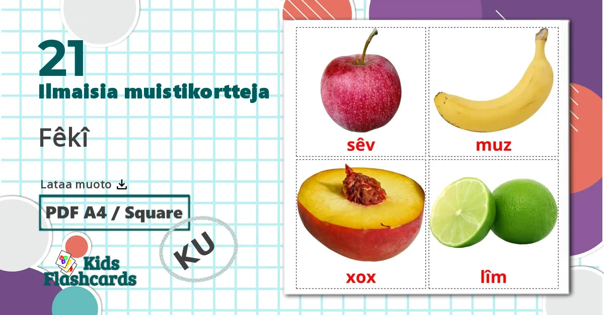 21 Fêkî lasten kuvakortit