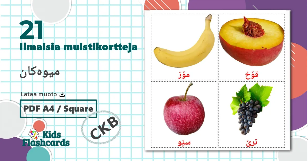 21 میوەکان lasten kuvakortit