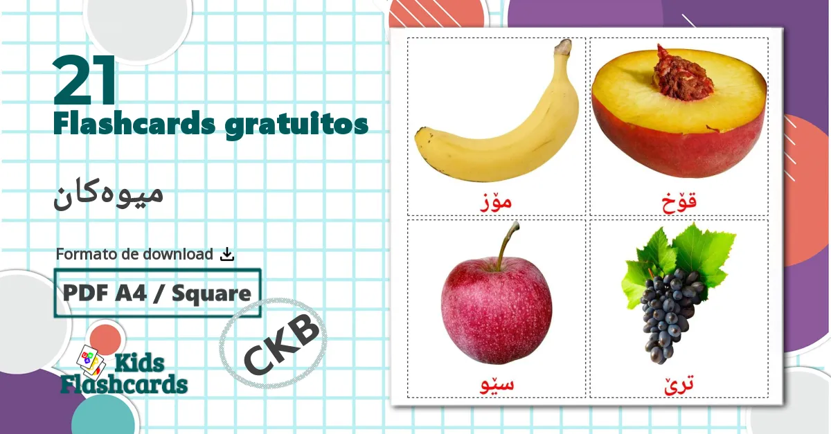 21 Flashcards de Frutas