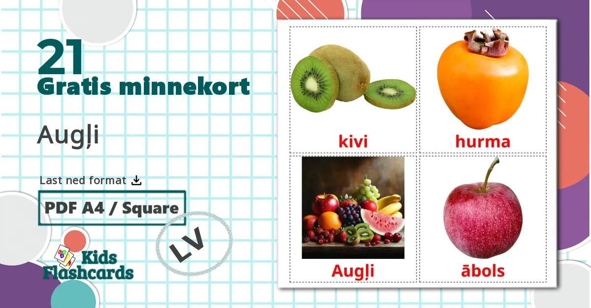 21 Augļi bildekort