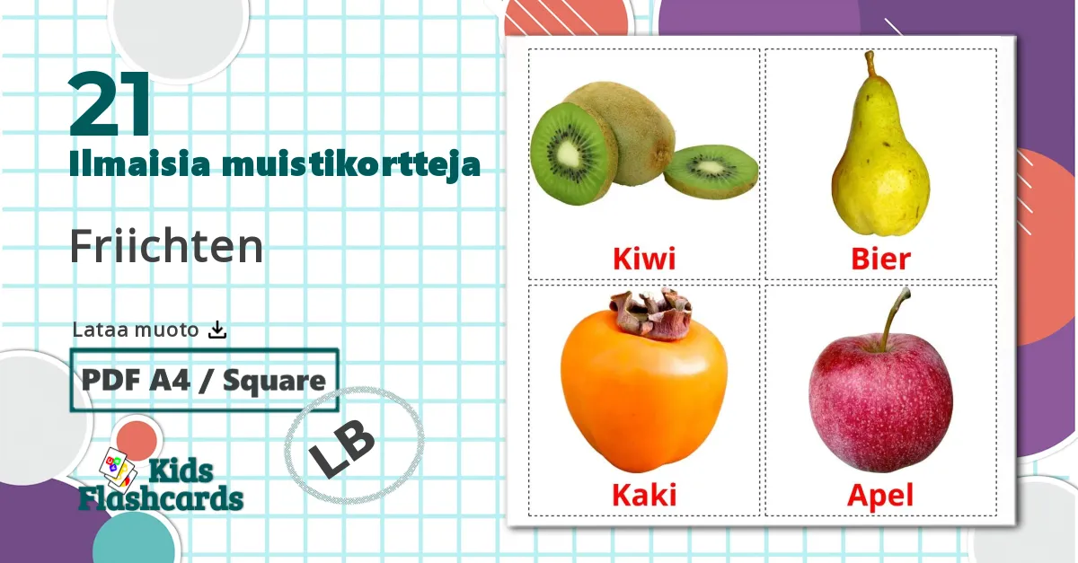 21 Friichten lasten kuvakortit