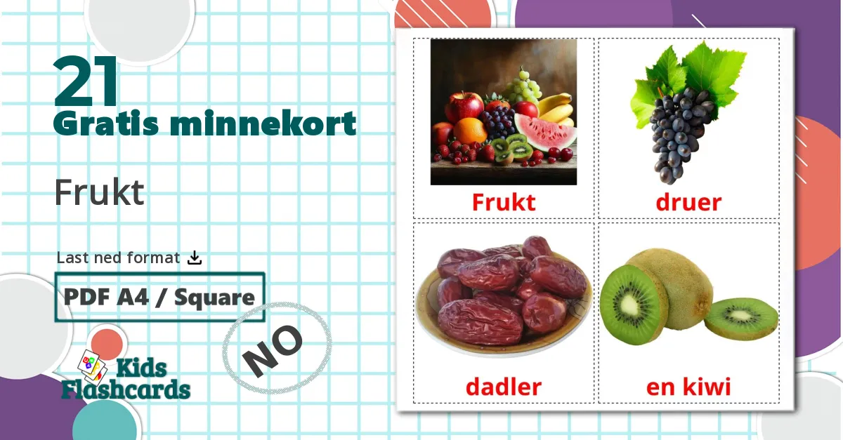 21 Frukt bildekort
