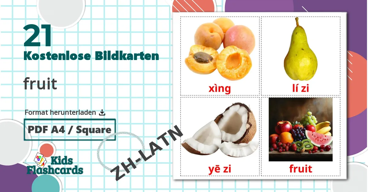 21 Bildkarten für fruit