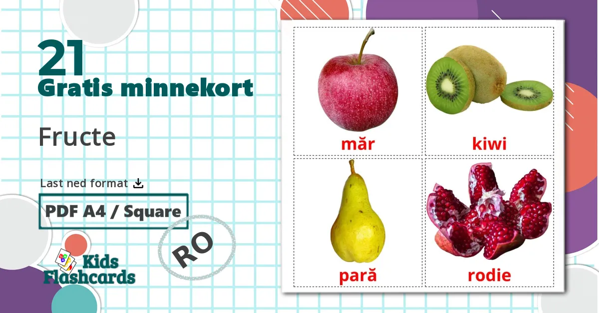 21 Fructe  bildekort