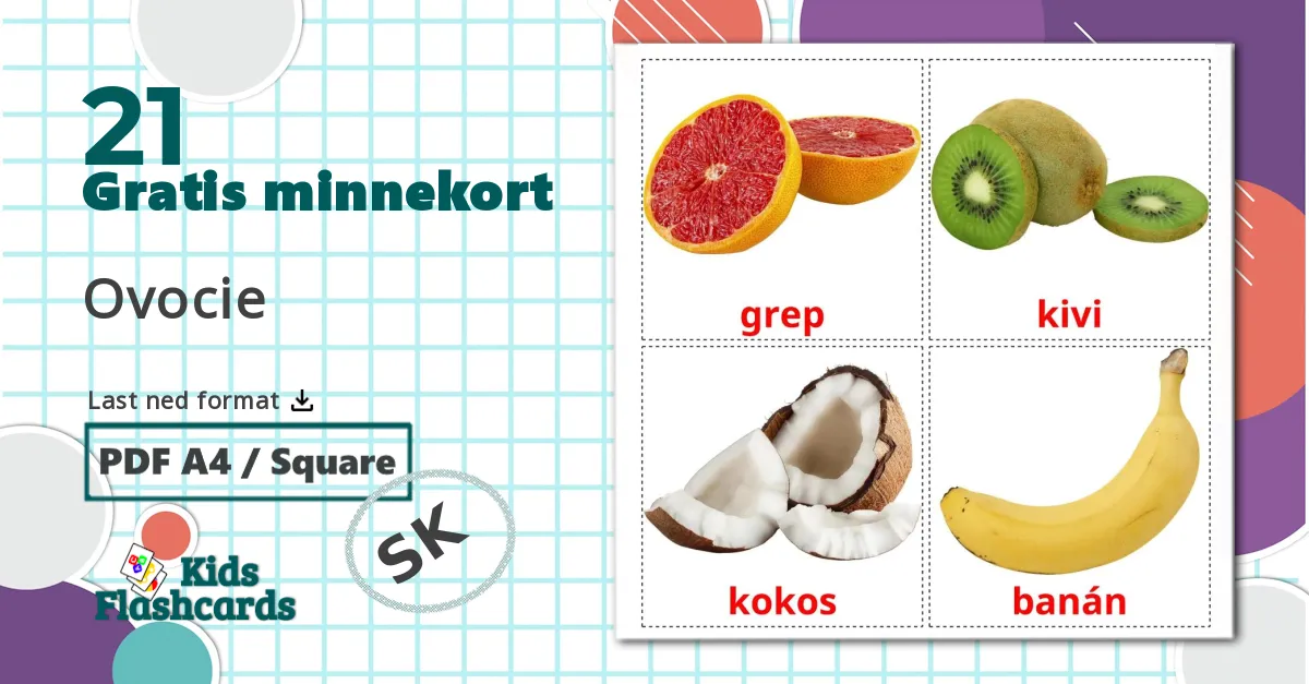 21 Ovocie bildekort