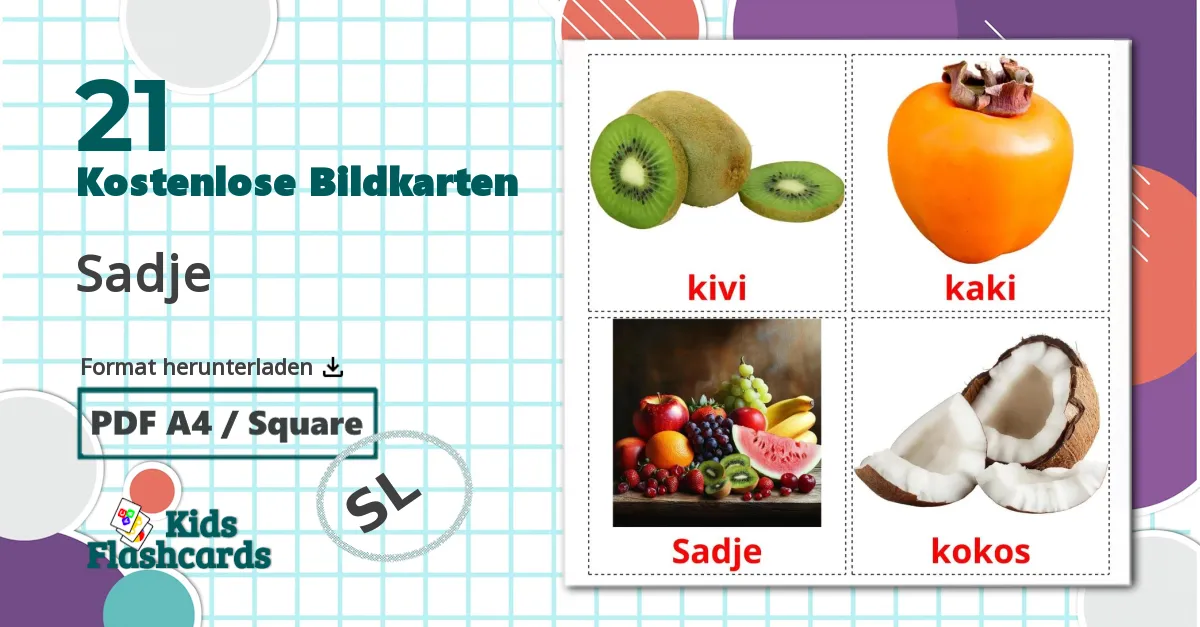 21 Bildkarten für Sadje