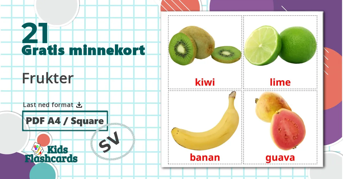 21 Frukter bildekort