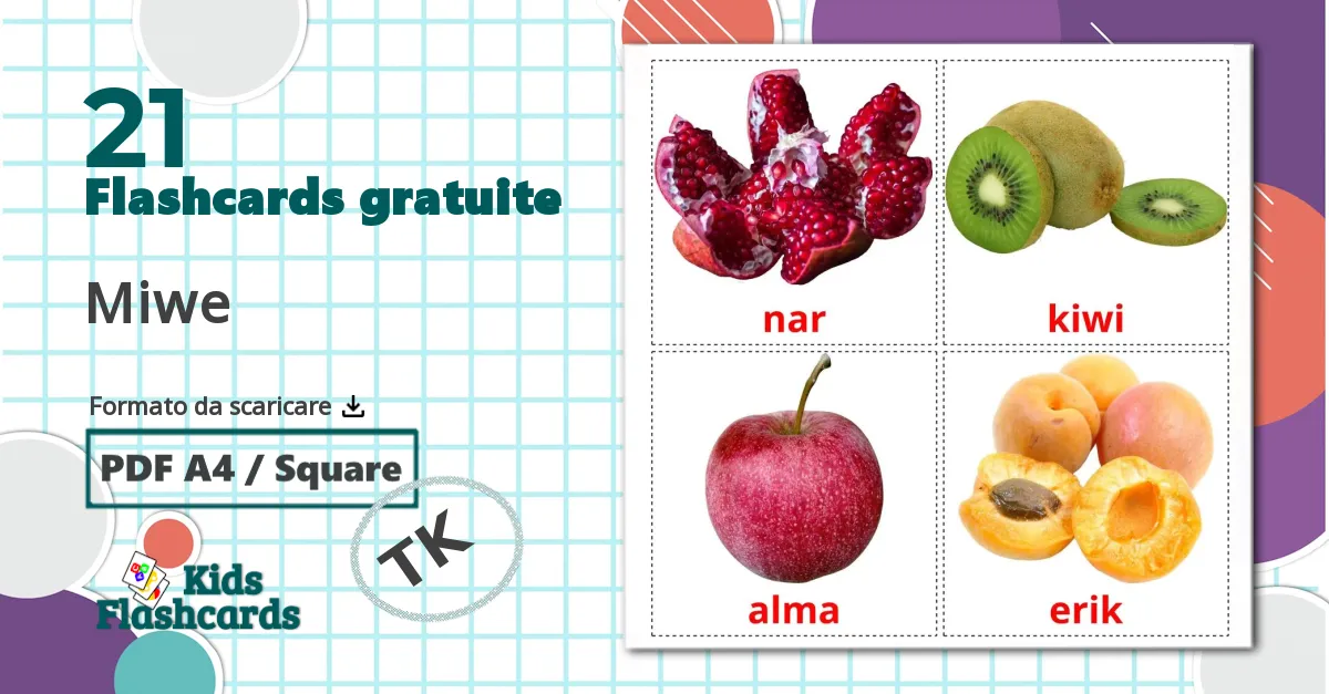 21 flashcards di Frutta