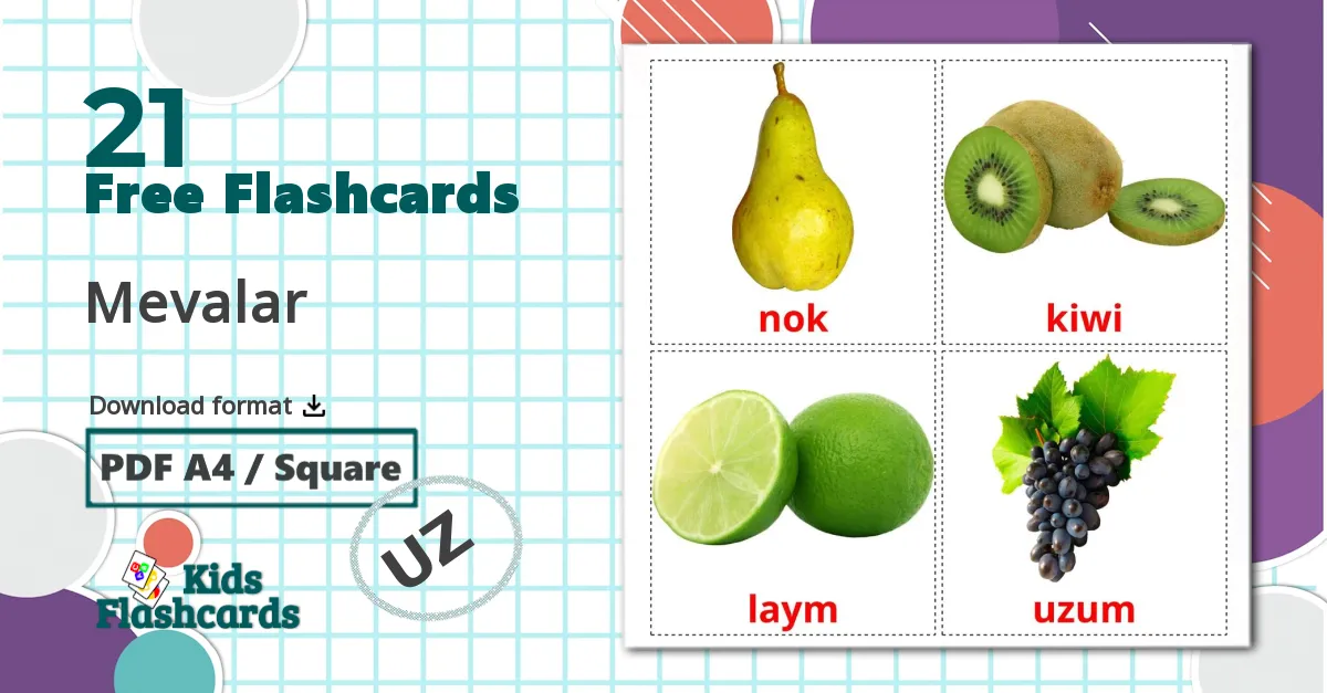 21 Fruits flashcards