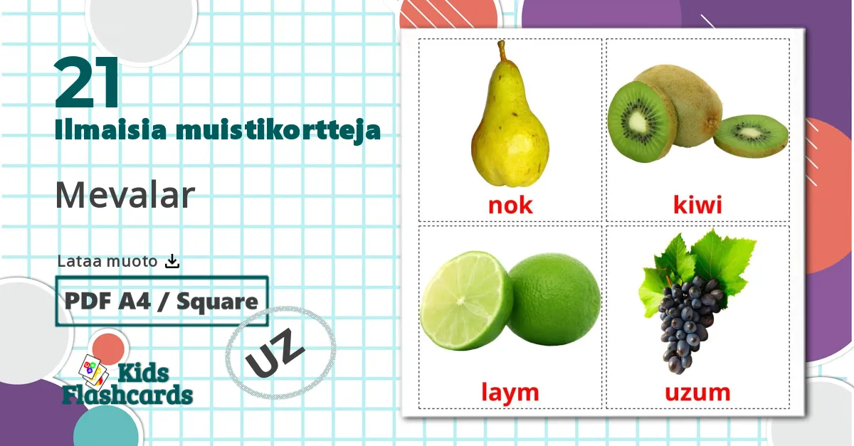 21 Mevalar lasten kuvakortit